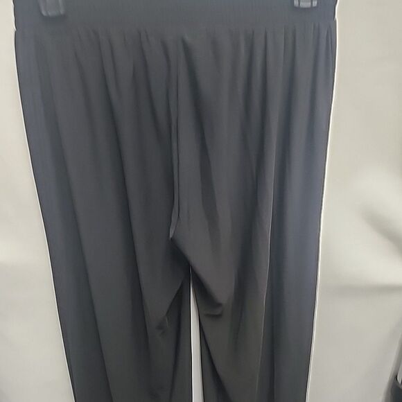 Iman Black Wide Leg Mid Rise Pull On Elastic Waistband Jersey Knit Pants Small - Picture 11 of 11